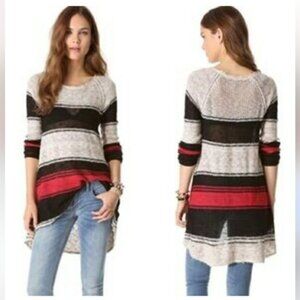 Free People So Perfectly Yours Color Block Tunic Knit Sweater Sz S